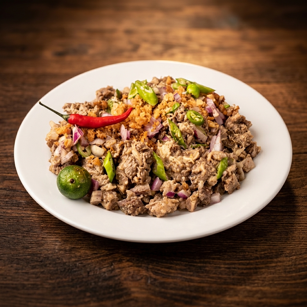 Sizzling pork sisig on a hot plate at Mar's Sisig Winnipeg
