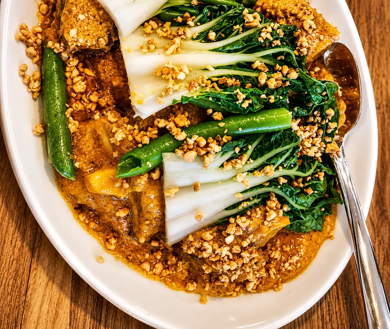 Beef Kare-Kare at Mar's Sisig Jefferson Avenue Winnipeg - Filipino beef stew in thick peanut sauce with vegetables
